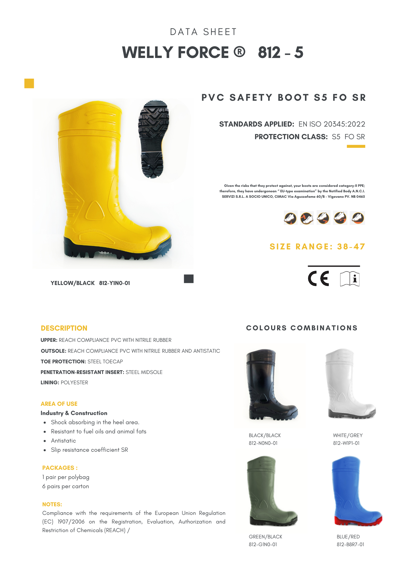 Rust Pvc Welly PVC čizme Welly Force S5, zaštitne, žute | Beorol