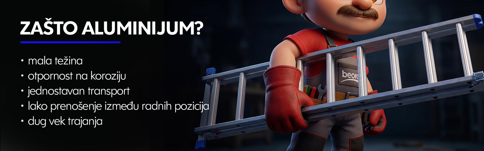 Jednostavan transport aluminijumskih merdevina