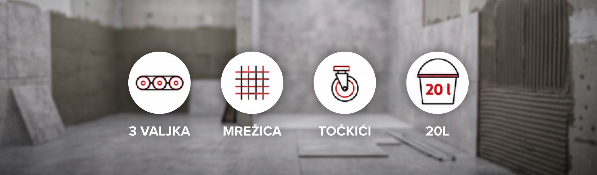 Detalji kofe za keramičare sa tri valjka, mrežom i točkićima