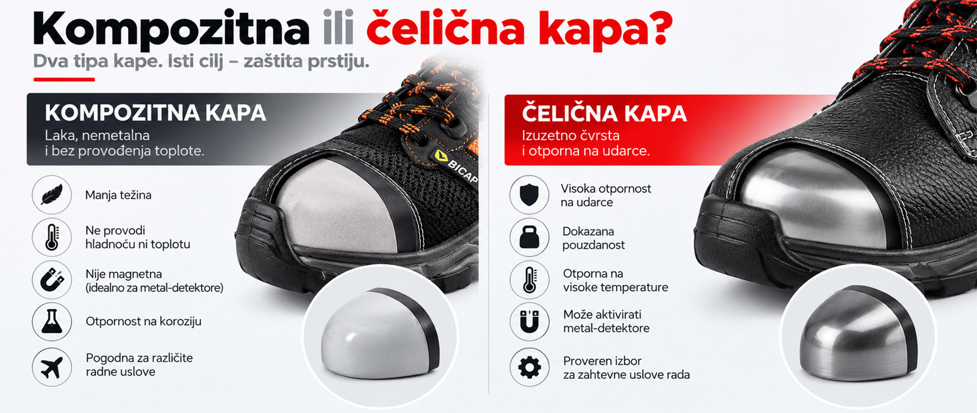 Kompozitna i čelična zaštitna kapa