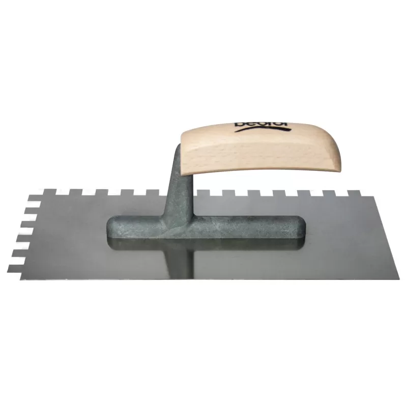 Gleterica Inox nazubljena 10x10mm, kratka osnova drvena drška 