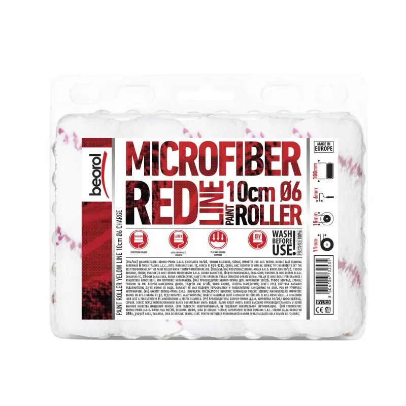 Radijator valjak Mikrofiber Red line 10cm rezerva 